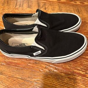 Vans Men's Black and White Slip-On Sneakers Men’s 7 Women’s 8.5
